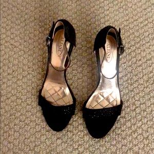 Black Alfani Pyrra evening sandals size 7.